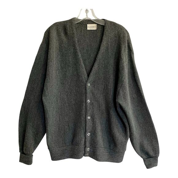 Classics Cardigan Sweater Size Large Men Gray Made In USA Grandpa Preppy… - Picture 1 of 5
